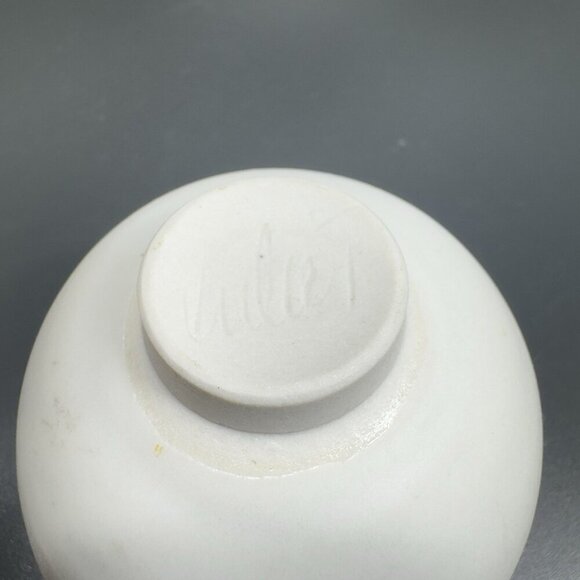 Hand Made White Stoneware Pottery Bud Vase Round Bottom Artist Signed Miniature - Picture 6 of 12